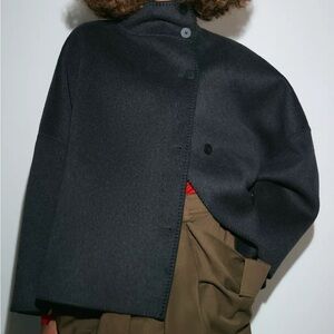 ZARA does TOTEME Wool Blend Charcoal Blanket Coat
